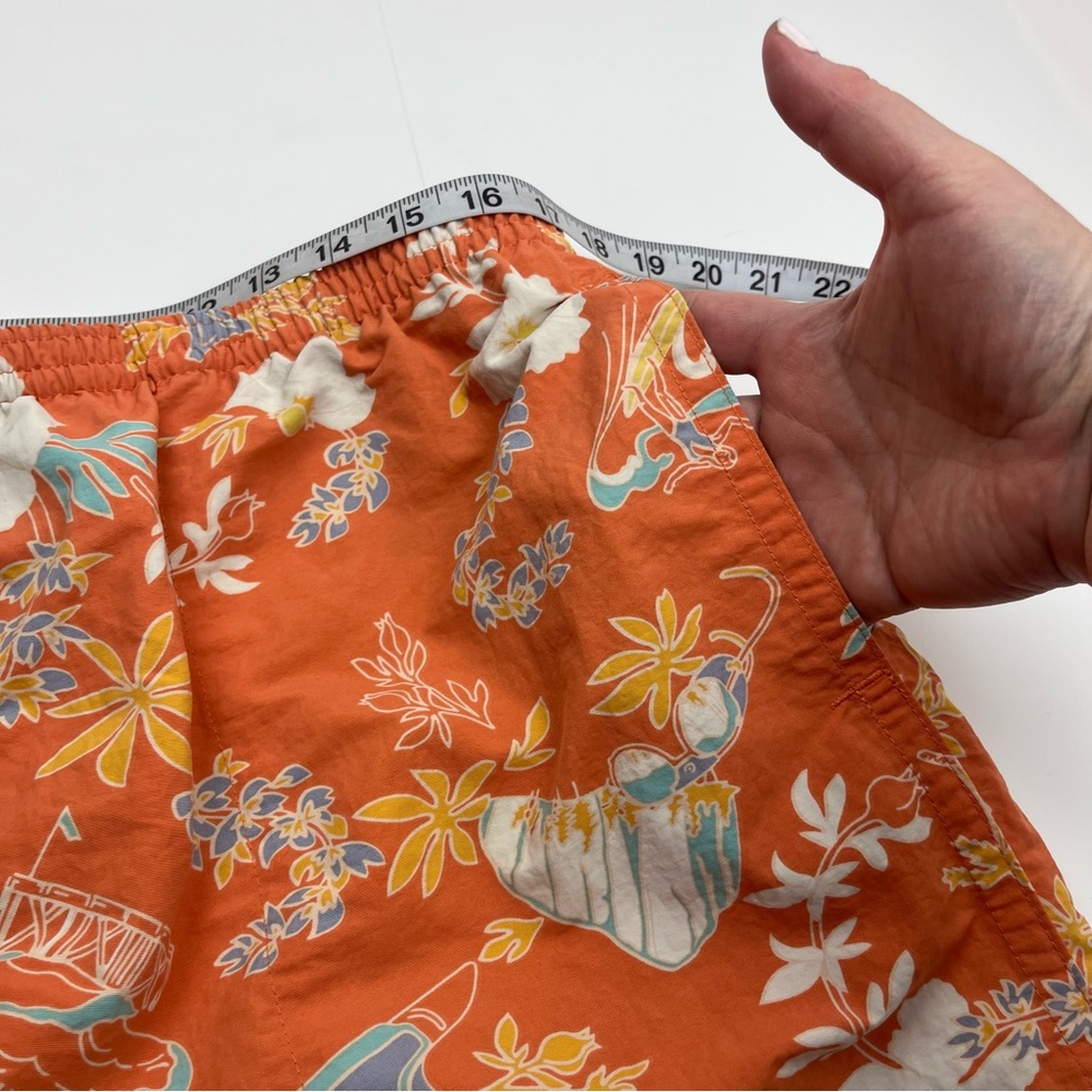 Patagonia Shells Orange Floral Mens Swim Shorts Trunks Size XL Lined Tropical - Picture 13 of 15